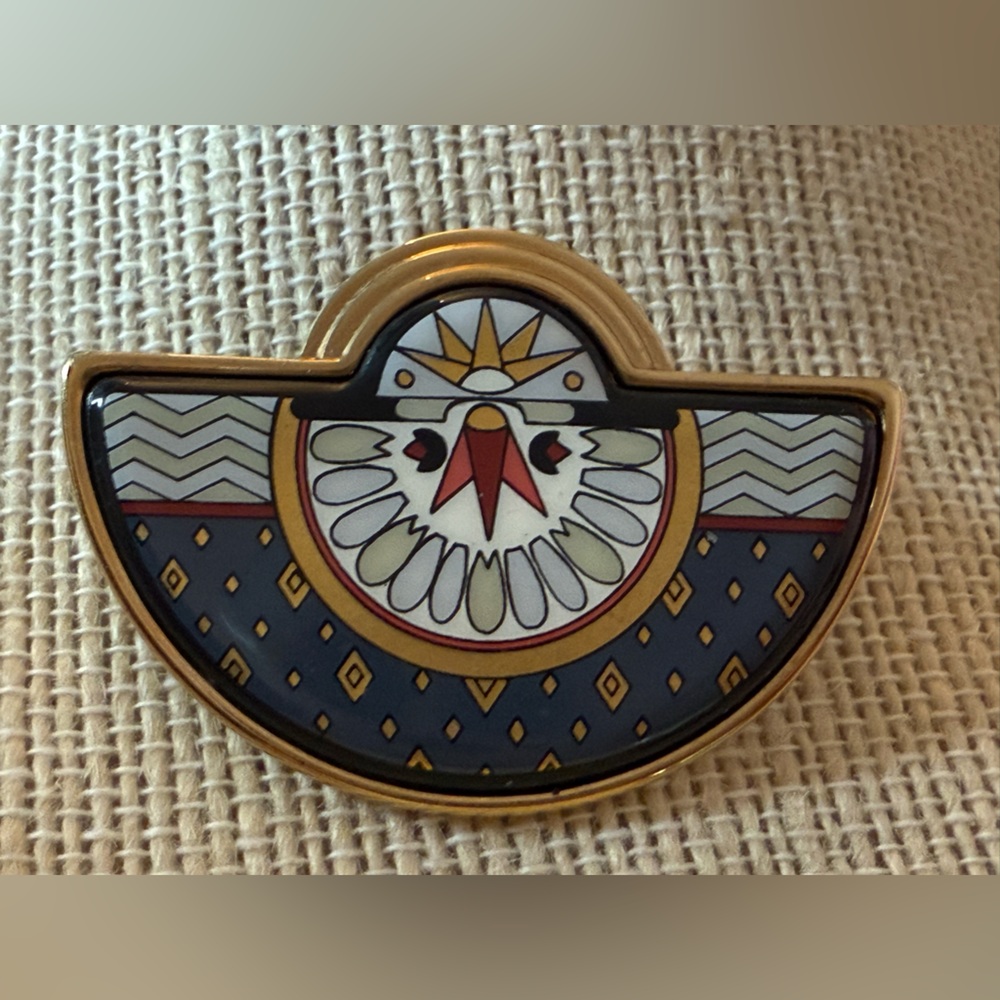 VINTAGE‎ MICHAELA FREY TEAM WILLE Half Moon Enamelled BROOCH American Line Post